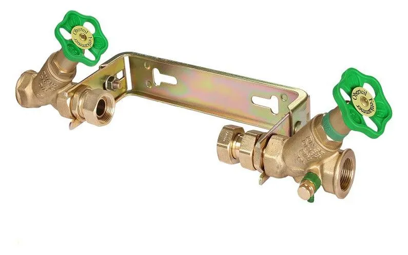 Wasserzähler-Anschlussgarnitur Edelstahl, verstellbar, mit Ventilen & Erdungsschraube 