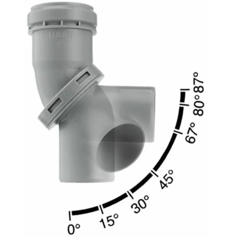 [MA126290] OHA-Multi-Bogen aus PP für HT-Rohre – Stufenlos winkelverstellbar 0–87° (DN 40)